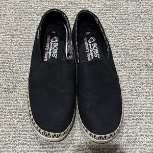 BOBS Black Slip-On Shoes with Patterned Trim